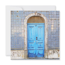 Tarjeta de felicitación de la puerta azul de Portu