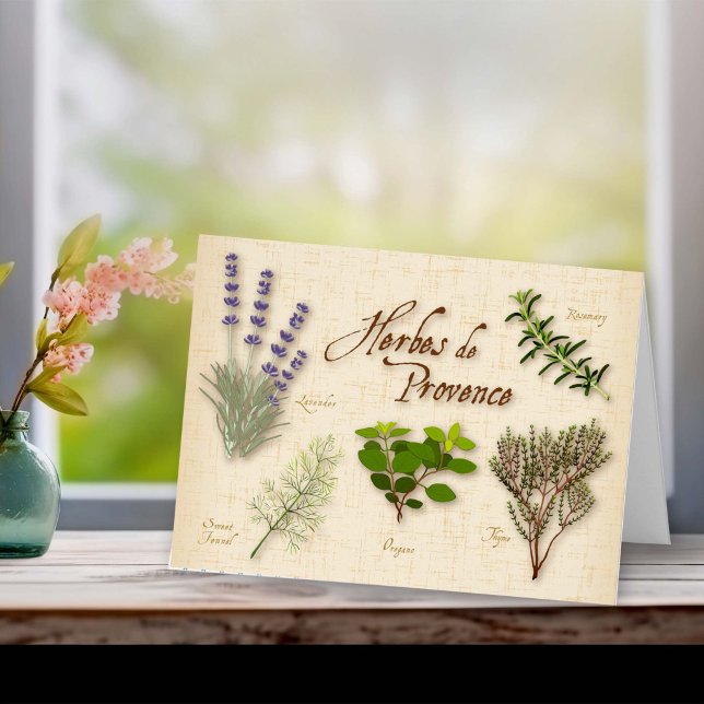 Tarjeta de felicitación de la receta de hierbas de (Herbes de Provence Recipe Greeting Card. You can also personalize with your custom text.)