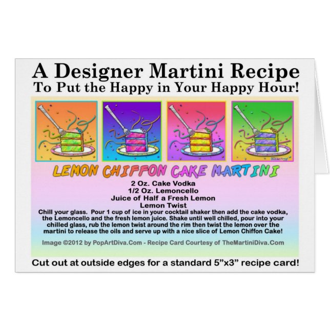 Tarjeta de felicitación de la receta de Martini de (Anverso (Horizontal))