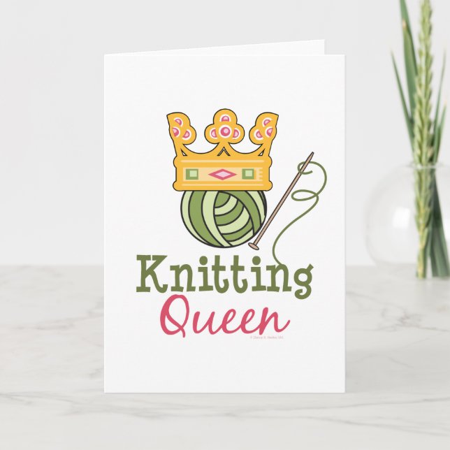 Tarjeta de felicitación de la reina que hace punto (Anverso)