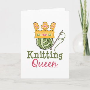 Tarjeta de felicitación de la reina que hace punto