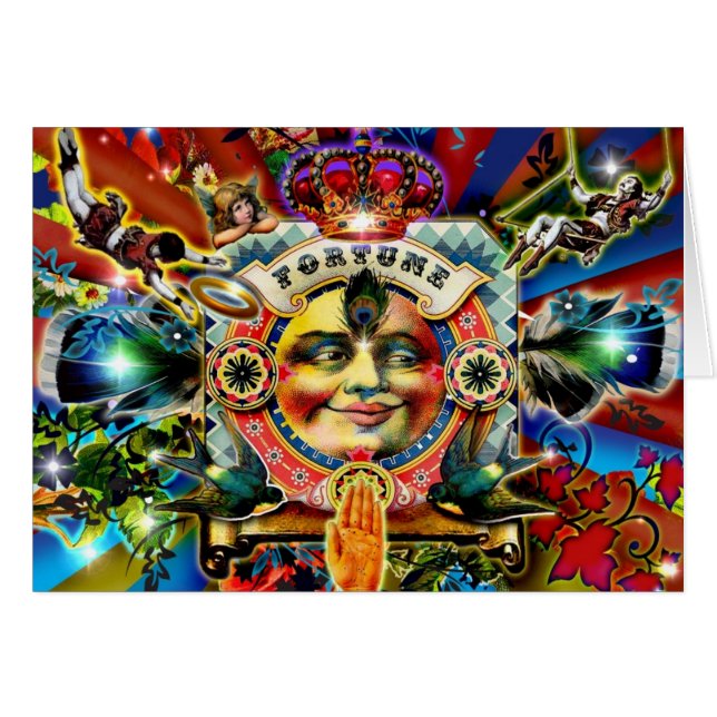 Tarjeta de felicitación de la rueda de la fortuna (Anverso (Horizontal))