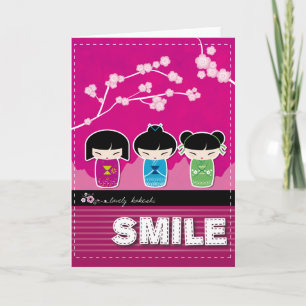 Tarjeta de felicitación de la "SONRISA" de Kokeshi