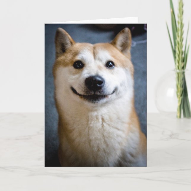 Tarjeta de felicitación de la sonrisa de Shiba Inu (Anverso)