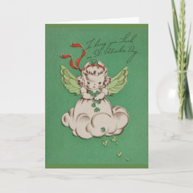 Tarjeta de felicitación de la suerte del ángel del (Anverso)