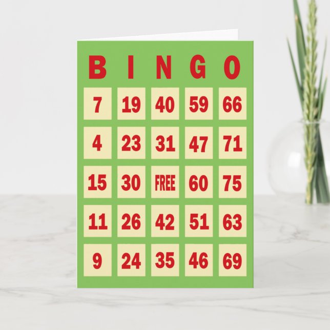 Tarjeta de felicitación de la tarjeta del bingo (Anverso)