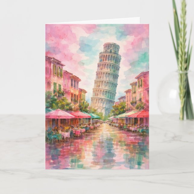 Tarjeta de felicitación de la Torre inclinada de P (Anverso)