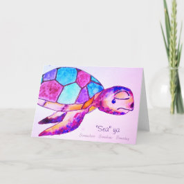 Tarjeta de felicitación de la tortuga de despedida
