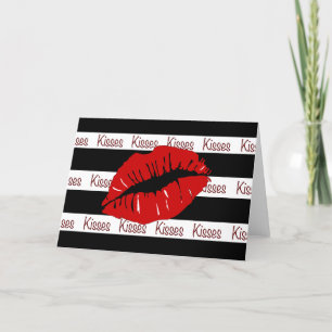 Tarjeta de felicitación de labios de beso rojos co
