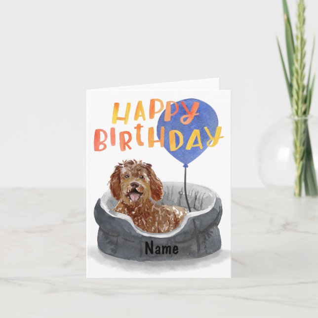Tarjeta de felicitación de Labradoodle Personaliza (Anverso)