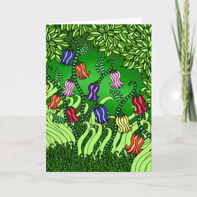 Tarjeta de felicitación de las flores de Bell (Anverso)