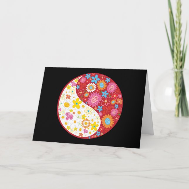 Tarjeta de felicitación de las flores de Yin Yang (Anverso)