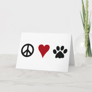 Tarjeta de felicitación de las Paz-Amor-Patas
