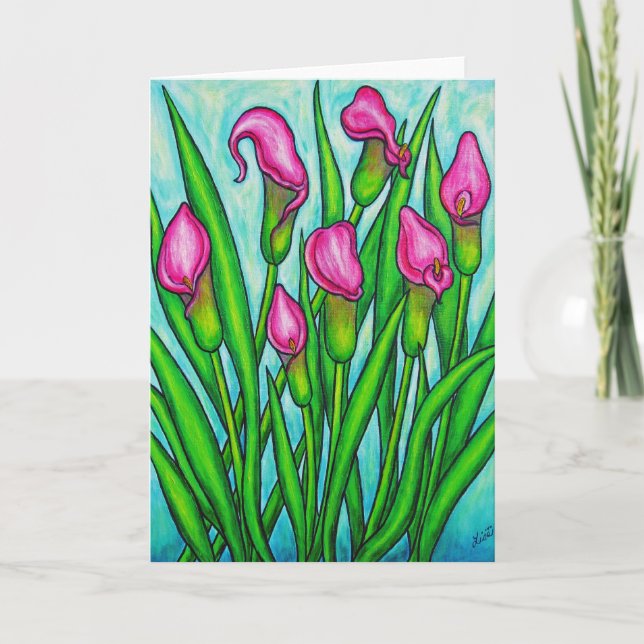 Tarjeta de felicitación de las señoras rosadas (Anverso)