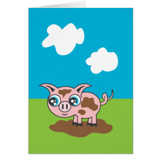 Tarjeta de felicitación de lechón de juego