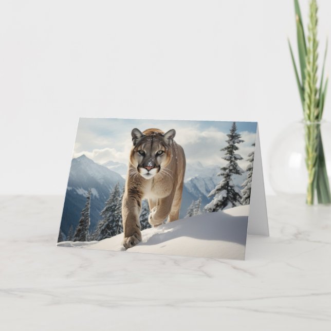 Tarjeta de felicitación de león de montaña (Anverso)