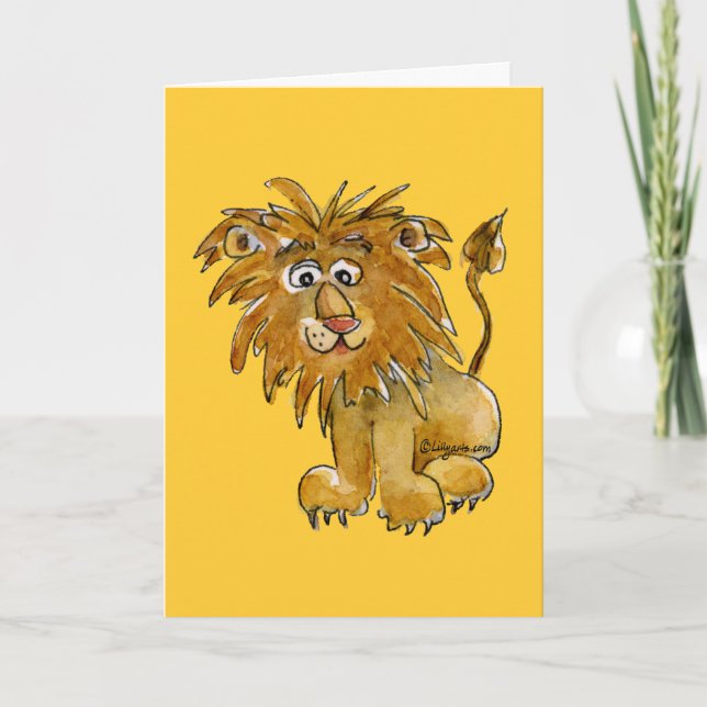 Tarjeta de felicitación de león personalizado (Anverso)