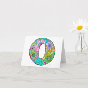 Tarjeta de felicitación de letra floral O - En bla