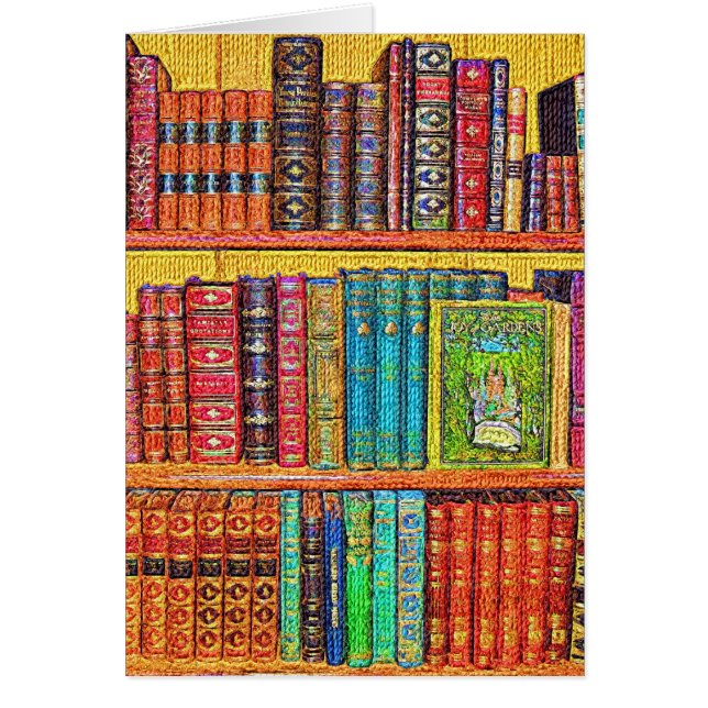 Tarjeta de felicitación de libros de biblioteca (Frente)