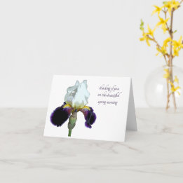 Tarjeta de felicitación de lirio púrpura y blanco