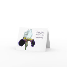 Tarjeta de felicitación de lirio púrpura y blanco