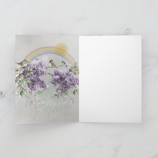Tarjeta de Felicitación de Lluvia de Arcoíris y Go (Interior)