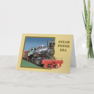 Tarjeta de felicitación de locomotora de vapor 3D