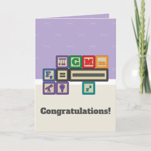 Tarjeta de felicitación de los bloques del físico