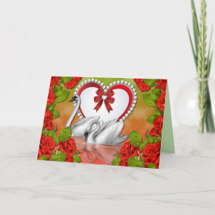 Tarjeta de felicitación de los cisnes del amor