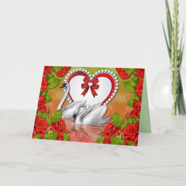 Tarjeta de felicitación de los cisnes del amor (Anverso)