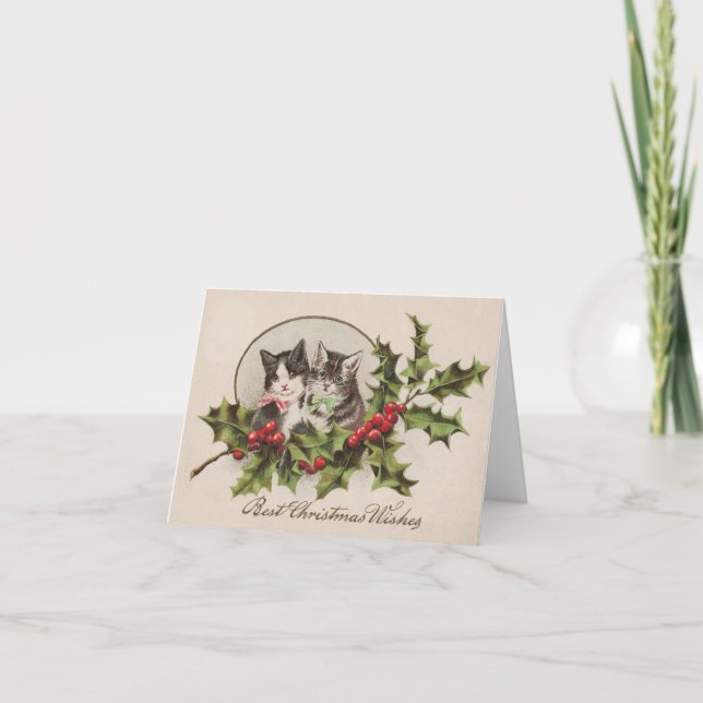 Tarjeta de felicitación de los gatitos del navidad (Anverso)