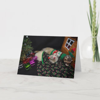 Tarjeta de felicitación de los hurónes del navidad