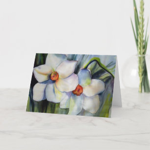 Tarjeta de felicitación de los narcisos con el