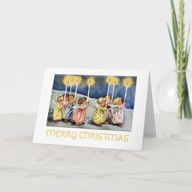 Tarjeta de felicitación de los pequeños ángeles de (Anverso)