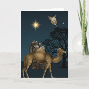 Tarjeta de felicitación de los Reyes Magos y la es
