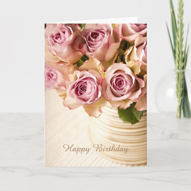 Tarjeta de felicitación de los rosas del feliz (Anverso)