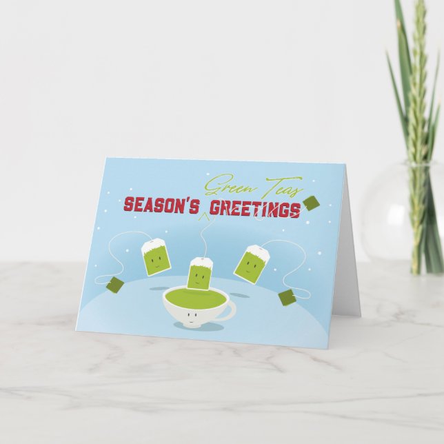 Tarjeta de felicitación de los tés verdes el | de (Anverso)