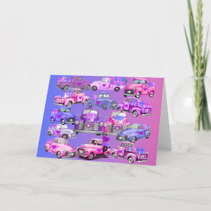 Tarjeta de felicitación de los viejos camiones de 