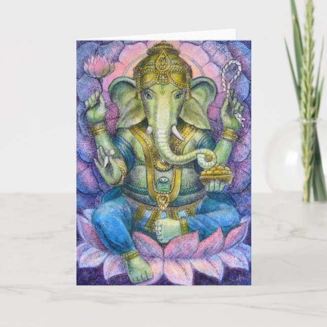 Tarjeta de felicitación de Lotus Ganesha (Anverso)