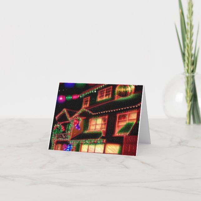 tarjeta de felicitación de luces de Navidad en cas (Anverso)