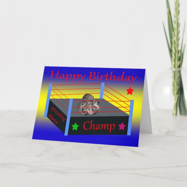 Tarjeta de felicitación de lucha del cumpleaños (Anverso)