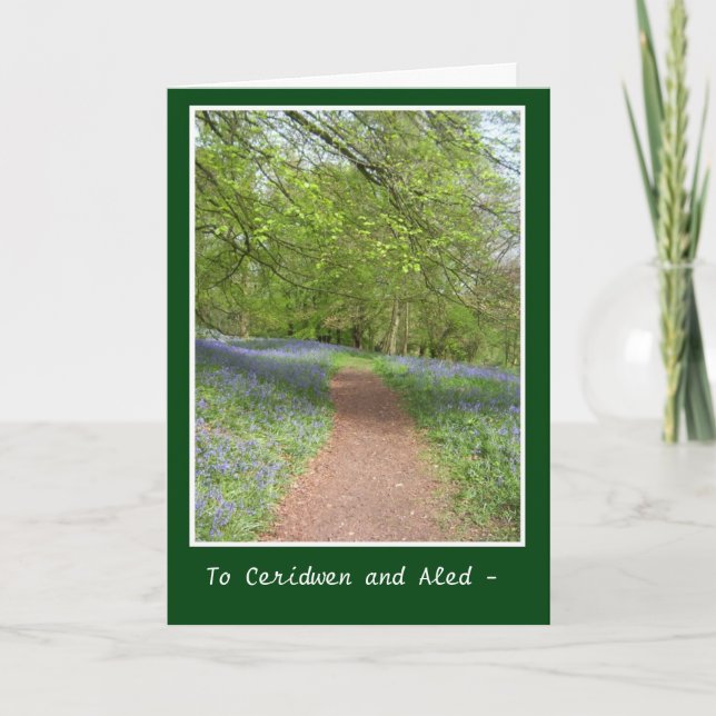 Tarjeta de felicitación de madera del Bluebell a (Anverso)