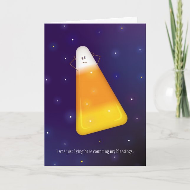 Tarjeta de felicitación de maíz dulce Feliz Otoño  (Anverso)
