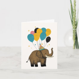 Tarjeta de felicitación de mamut de cumpleaños - D