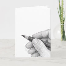 Tarjeta de felicitación de mano y lápiz de boceto