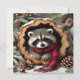 Tarjeta de Felicitación de Mapache de Navidad