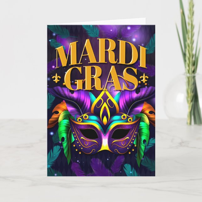 Tarjeta de Felicitación de Mardi Gras, Máscara de  (Anverso)