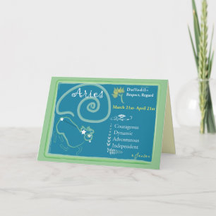 Tarjeta de felicitación de marzo del aries