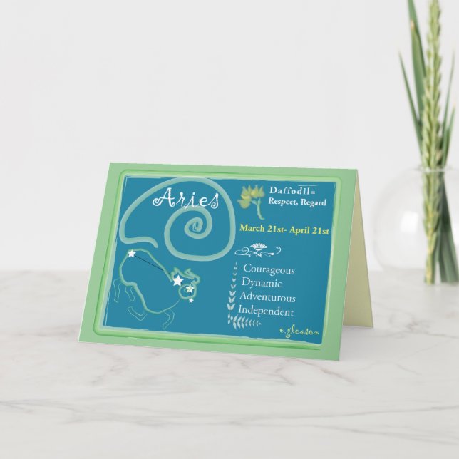 Tarjeta de felicitación de marzo del aries (Anverso)