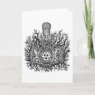 Tarjeta de felicitación de Mjolnir - de Valknut